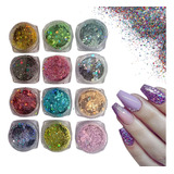 Glitter Gel Encapsulado Flocado 12 Cores