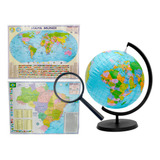 Globo Inflável Terrestre E Mapas Mundi E Brasil Atual + Lupa