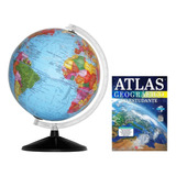 Globo Terrestre Mapa Mundi 30cm + Atlas Geográfico 72 Pág.