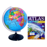 Globo Terrestre Mapa Mundi 30cm + Atlas Geográfico 72 Pág.