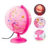 Globo Terrestre Rosa Infantil Iluminado Led