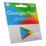 Google Play R$30 Reais Cartão Presente Digital