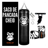 Gorila Kit Treino Muay Thai Mma Soco Bater Cor Preto Altura 120 Cm