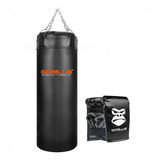 Gorila Profissional Box Boxe Soco Bater 70x100cm Com Luva Bate-saco Cor Preto