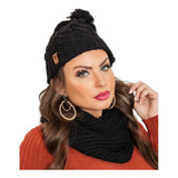 Gorro E Cachecol Tipo Gola Lã Inverno Tricot Linha Premium