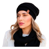 Gorro E Cachecol Tipo Gola Lã Outono Inverno Tricot