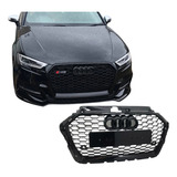 Grade Colmeia Estilo Rs3 C/ Logo Preto P/ Audi A3 2017-2020