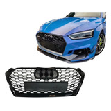 Grade Colmeia Estilo Rs5 C/ Logo Preto P/ Audi A5 2017-2020