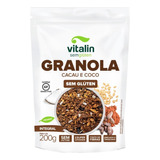 Granola Cacau E Coco S/glúten Vegano Integral Vitalin 200 Gr