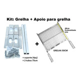 Grelha De Inox Churrasco 50cm E Apoio Churrasqueira Até 75cm