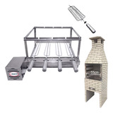 Grill Giratório 4 Espetos Inox P/pré Moldada + Espeto Grelha