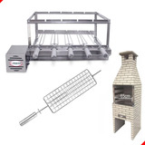 Grill Giratório 5 Espetos Inox P/pré Moldada + Espeto Grelha