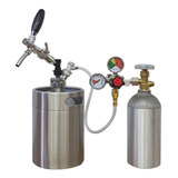 Growler Aço Inox 10l + Torneira + Kit Cilindro Aluminio2,3kg
