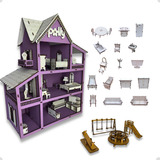 Grupo Paraíso Mdf Kit Casinha Boneca 19 Moveis Vom Parquinho Postagem Cor Lilás