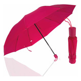 Guarda Chuva Grande Reforçado Cabe Na Bolsa Colorido Liso Cor Rosa