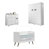 Guarda Roupa 4 Portas, Cômoda Sapateira Em Mdf E Berço