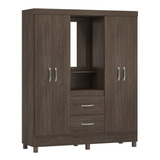 Guarda Roupa Capelinha 4 Portas 2 Gavetas Lord D02 Ebano Tou