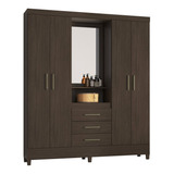 Guarda Roupa Capelinha 4 Portas 3 Gavetas Persia D02 Ebano T