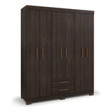 Guarda Roupa Casal 6 Portas 2 Gavetas Premier Capuccino Wood Cor Cappuccino Wood