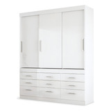 Guarda Roupa Casal Click 3 Portas 9 Gavetas Santos Andirá Cor Branco Com Corredicas Telescopicas