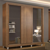 Guarda Roupa Casal Mônaco Madesa 3 Portas C Espelhos C Pés R Cor Rustic
