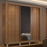Guarda Roupa Casal Mônaco Madesa 3 Portas Correr Pés Esp R Cor Rustic