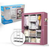 Guarda Roupa Dobrável Guarda Roupa Casal 3 Portas Suportar Cor Rosa