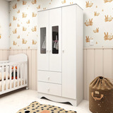 Guarda Roupa Infantil Ben Armário 3 Portas Mdf Quarto Branco