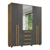 Guarda-roupa Casal Espelho 5 Portas Las Vegas Cinamomo Cinza
