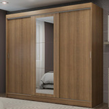 Guarda-roupa Casal Madesa Kansas 3 Port Correr Com Espelho R Cor Rustic 10185z1e