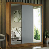 Guarda-roupa Casal Madesa Mônaco 3 Portas Correr Espelhos Rc Cor Rustic/cinza 1093f92e