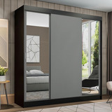 Guarda-roupa Casal Reno Madesa 3 Portas De Correr Esp Pci Cor Preto/cinza