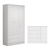  Guarda-roupa Com 3 Portas E Cômoda 4 Gavetas Encanto Plus 