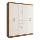 Guarda-roupa Doripel Cancun 7000 Cor Off White/nogal De Mdp Com 6 Portas De Dobradiças
