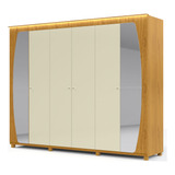 Guarda-roupa Espelho Led Pés 6 Portas Inovação Naturale Off