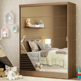 Guarda-roupa Infantil Madesa Luke 2 Portas De Correr Espelho Cor Rustic