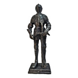 Guerreiro Medieval Armadura Espada 33cm Decorativo Resina