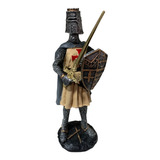 Guerreiro Medieval Templário Espada Escudo Decorativo Resina