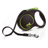 Guia Retrátil Flexi Black Design Fita 5m Médio 25kg Verde
