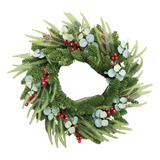 Guirlanda De Natal 50cm Enfeite De Porta 76 Galhos Ramo Luxo Cor Verde/vermelho