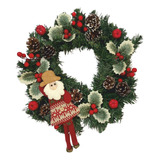 Guirlanda De Porta Papai Noel Natal Enfeite Rustico Cor Verde-escuro