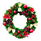 Guirlanda Decoração De Natal Para Porta Enfeite Luxo 50cm Cor Verde