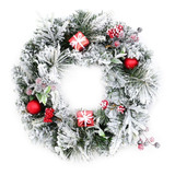 Guirlanda Enfeite De Natal Porta 35cm Premium Cor Verde E Vermelho