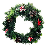 Guirlanda Natal Festão Verde 40cm Pinha Azevinhos 70 Galhos