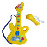 Guitarra Elétrica Infantil Microfone Karaokê Bebê