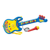 Guitarra Infantil Azul Com Microfone Musical