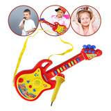 Guitarra Infantil Criança C Microfone P Cantar C Som E Luz