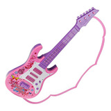 Guitarra Infantil Elétrica C/ Som E Luz Rosa