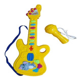 Guitarra Infantil Microfone Karaoke Luz Musical