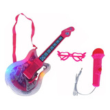 Guitarra Infantil Musical C/ Microfone Rosa